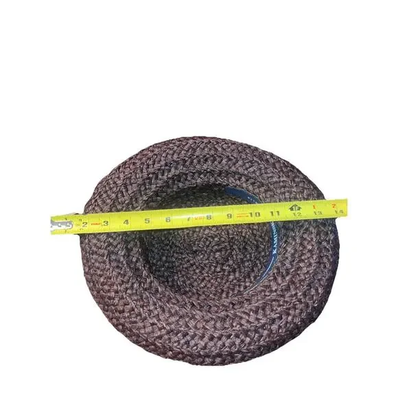 Helen Kaminski Hat Brown Raffia Handmade Madagascar Sun Brim With Gray Bow Helen Kaminski Hat Brown Raffia Handmade Madagascar Sun Brim  main image 3